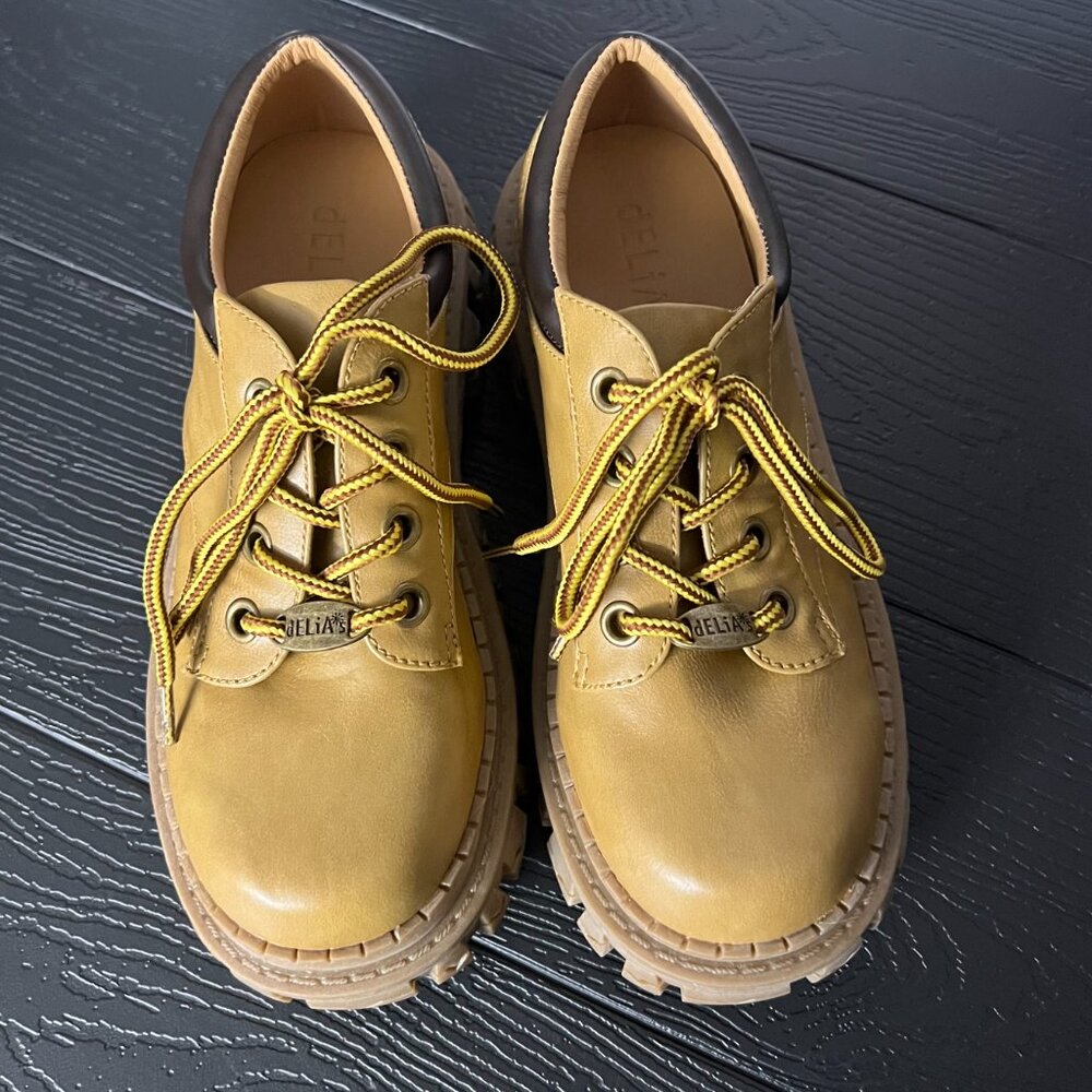 dELiA*s Chunky Platform Lace-Up Shoes in Tan and Black - Picture 2 of 9